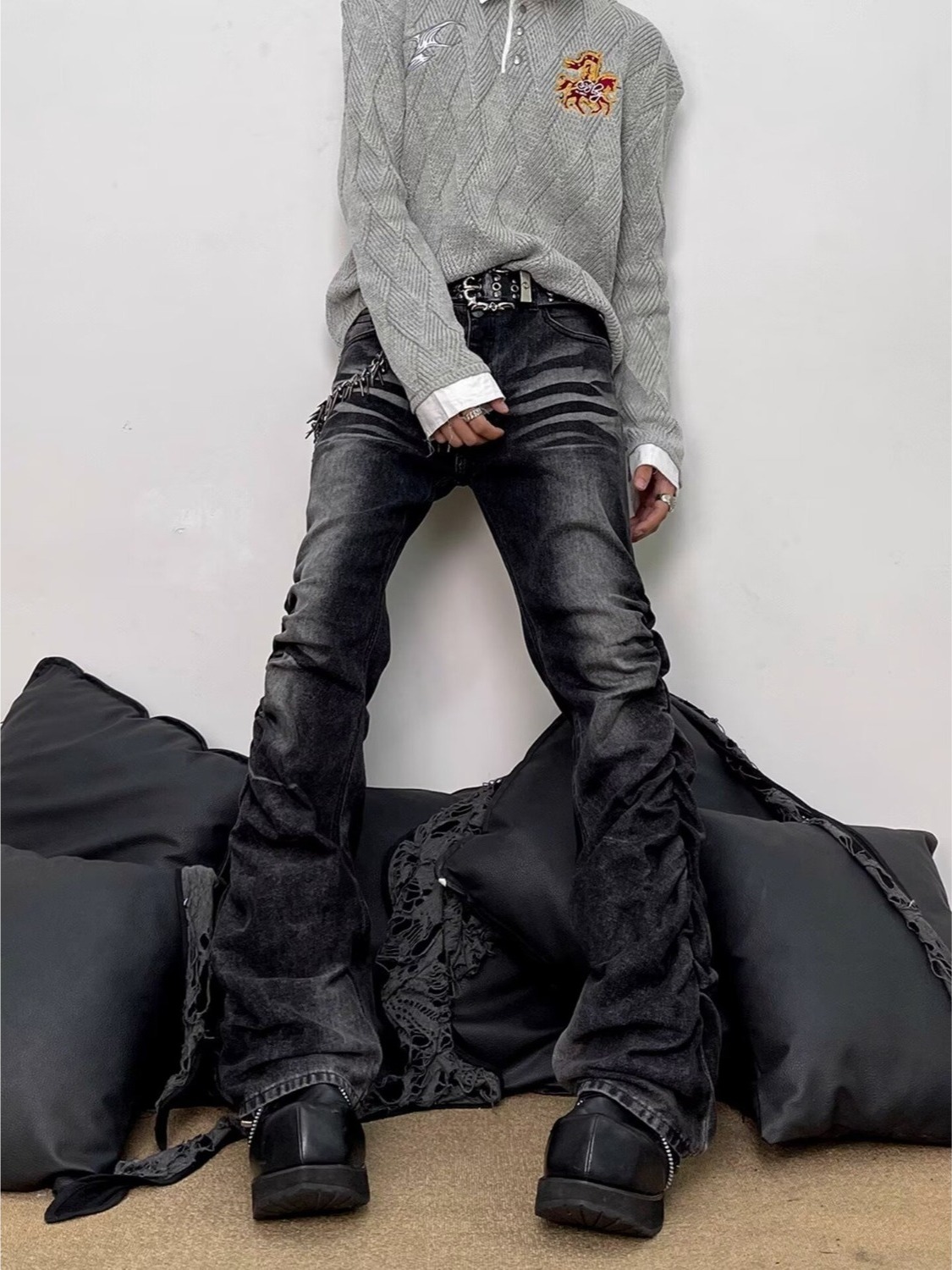 Gewassen zwartgrijze heren sli - Streetwear Brand Denim recensie en prijs